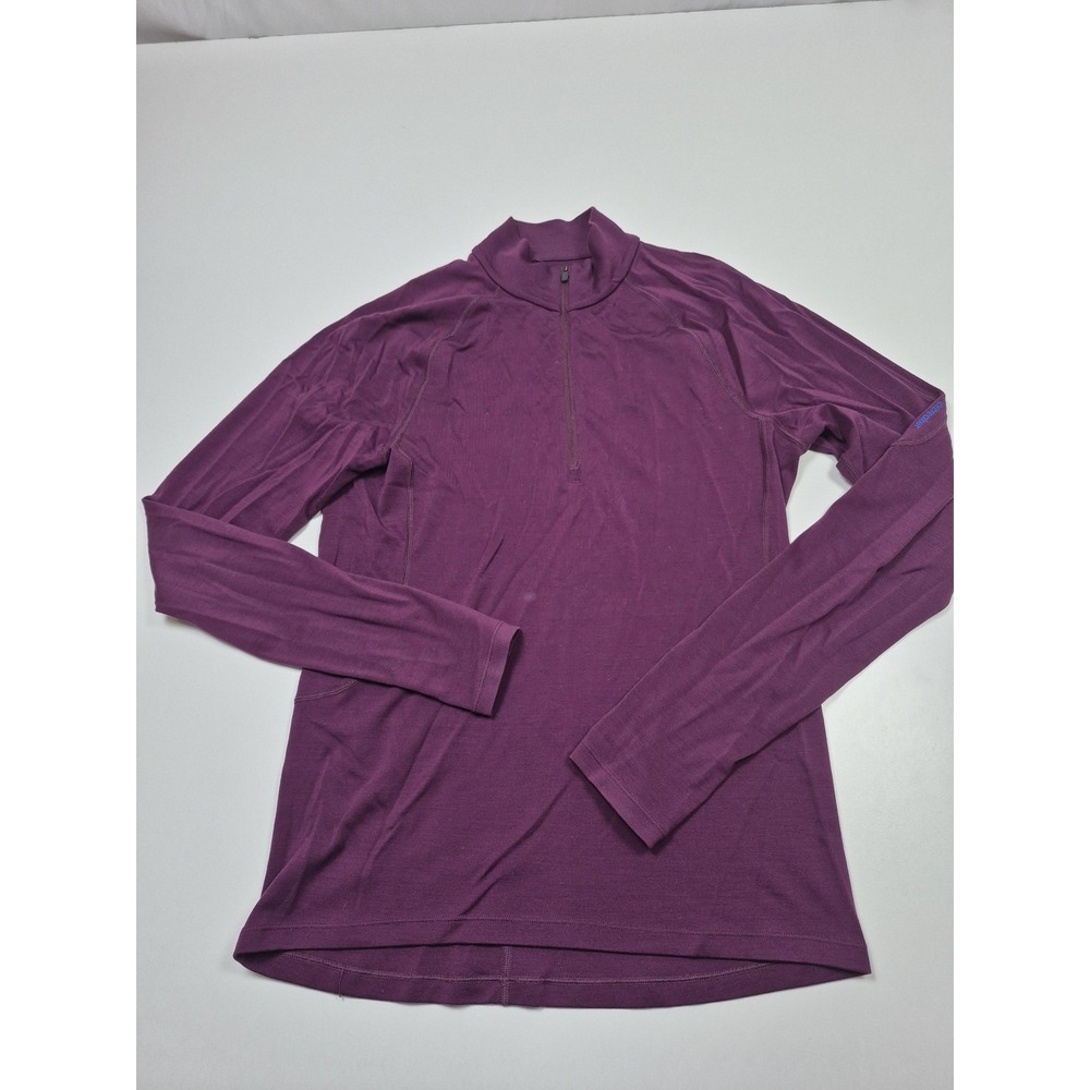 Icebreaker 300 Merino Shirt Mens Large Purple Long Sleeve 1/4 Zip Wool Layer